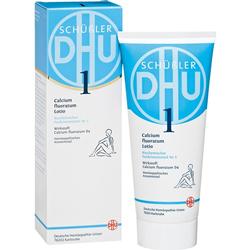 Eine Tube und Schachtel mit blauer Aufschrift von Schüßler Salbe Nr. 1.
