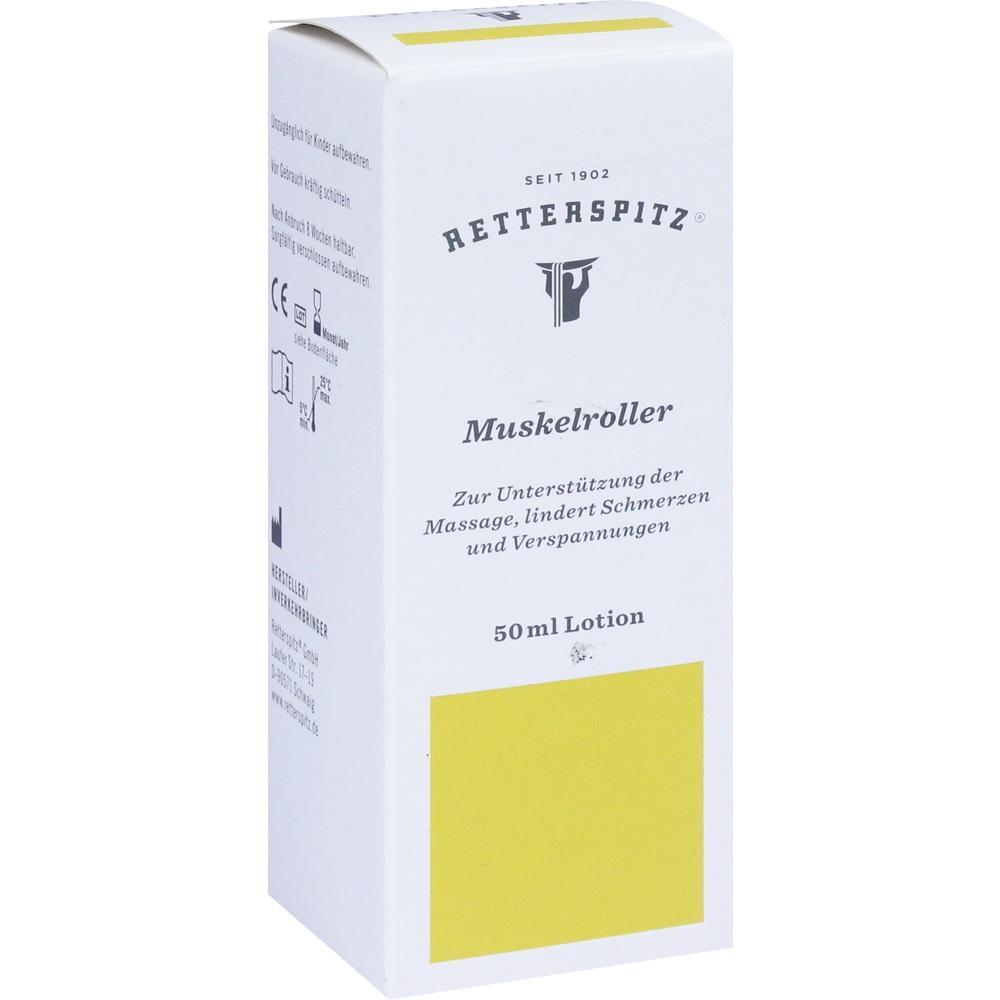 Weiße Verpackung einer 50 ml Lotion für Muskelschmerzen.